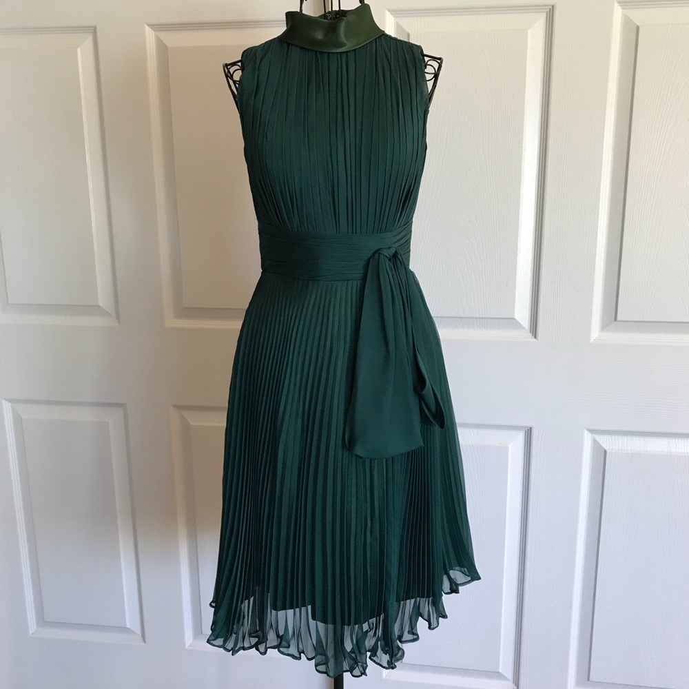 Emerald Green Custom Pleated Dress